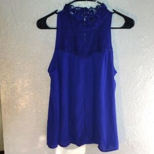 Worthington Sleeveless Royal Blue Dress Top with Lace Detail PL